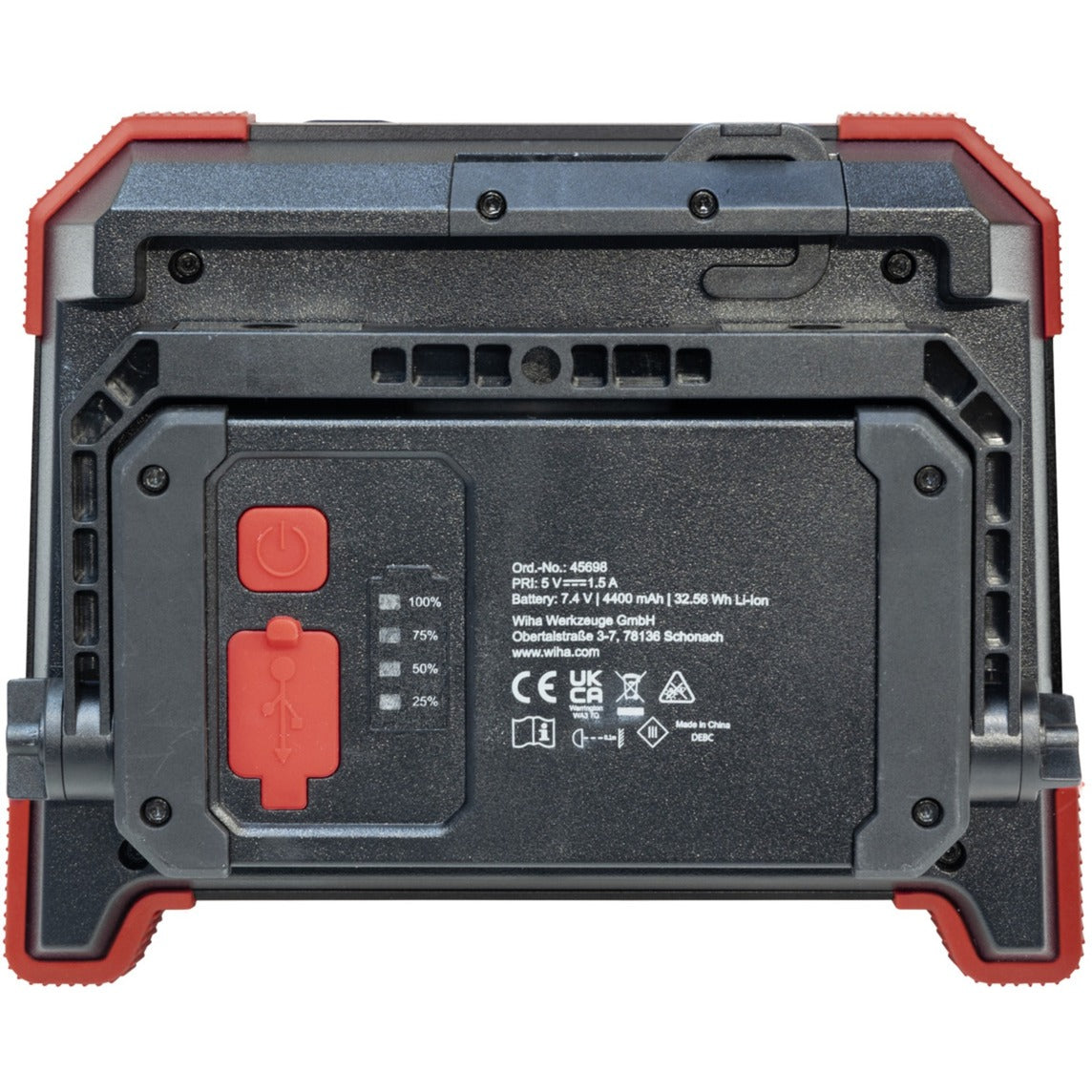 Wiha batterikonstruktionslampe 30w (sort rød, 750-3.000 lm)