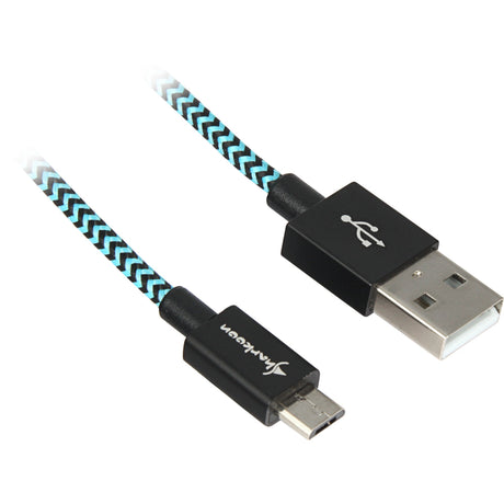 Sharkoon USB 2.0-kabel, USB-A > micro-USB B (sort lyseblå, 0,5 meter)