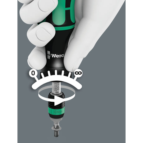 Wera 7441 Kraftform justerbar momentskruetrækker med Rapidaptor hurtigskifteholder, 1 4 tommer, 1,2 - 3,0 nm - 1 stk. - 05074701001