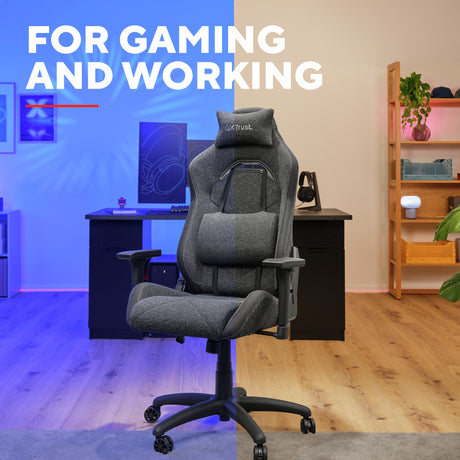 Trust GXT 723 Ruya komfortabelt stof gaming stol (grå)