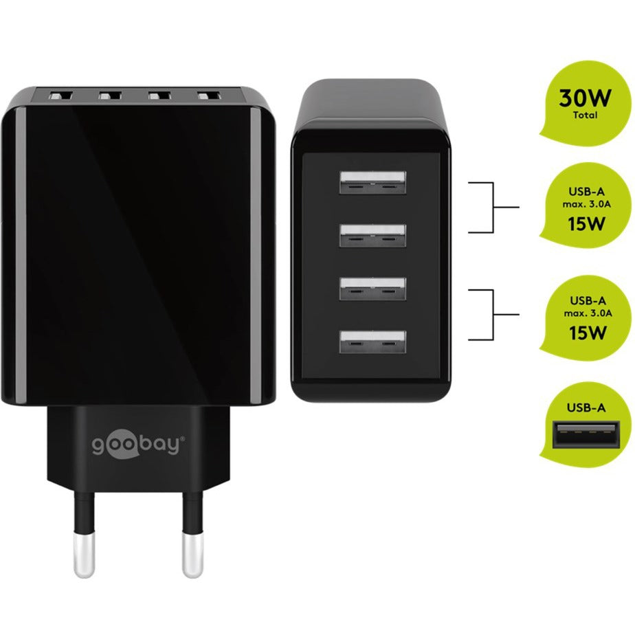 Goobay 4-vejs USB-oplader (30 W) (sort)