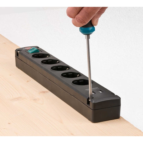 Brennerstuhl bremounta strømskinne 5-vejs strømskinne (sort, 2x USB)