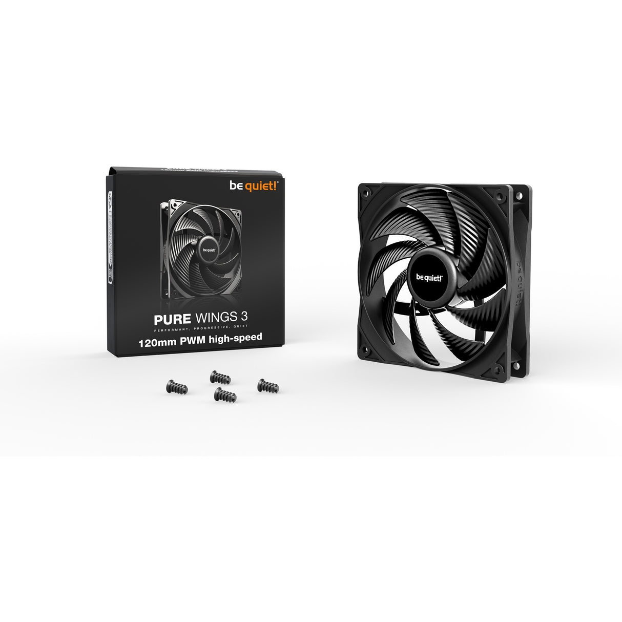 Vær stille! pure wings 3 pwm højhastighedskabinetventilator (sort, 120 x 120 x 25 mm)