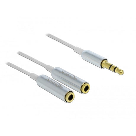 Delock kabel audio splitter stereo jack han 3,5 mm > 2x stereo jack hun splitter kabel (hvid sølv)