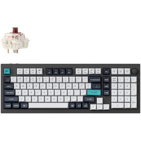 Keychron Q5 Max-M3 RGB mekanisk tastatur (sort, amerikansk layout (QWERTY), Gateron Jupiter Brown, 96%, RGB LED'er, KSA double-shot PBT, hot swap, knap, 2,4GHz | Bluetooth 5.1 | USB-C)