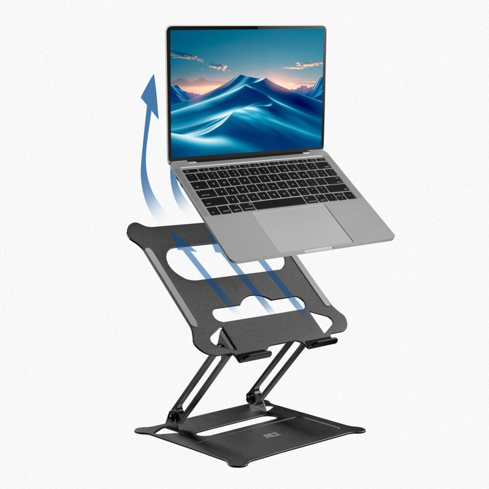 Act connectivity laptop stativ, aluminium, foldbar, trinløst højdejusterbar (sort)
