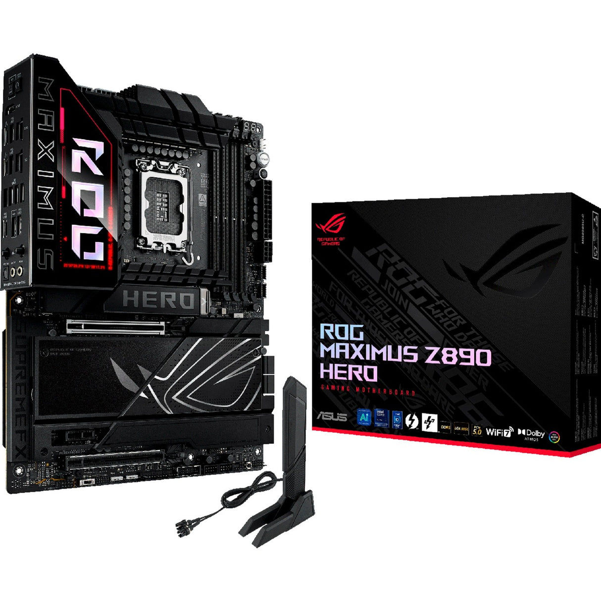 Asus Rrog Maximus Z890 Hero Socket 1851 bundkort (sort, RAID, 2,5 GB-LAN, 5 GB-LAN, Wi-Fi 7, BT, lyd, ATX)