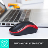 Logitech trådløs mus m185 (rød, detail)
