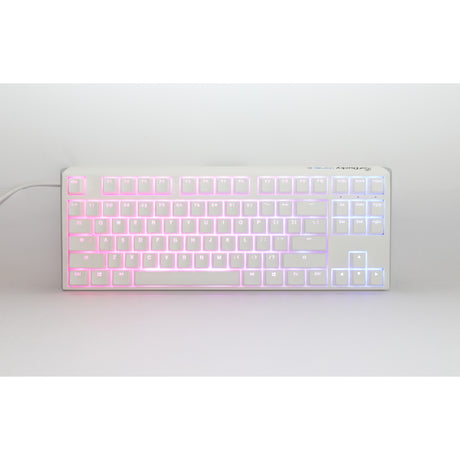 Ducky one 3 klassisk ren hvid tkl rgb mekanisk tastatur (hvid, us-layout (qwerty), cherry mx red, 80% (tkl), rgb lysdioder, double-shot pbt, hot-swappable, quack mekanik)