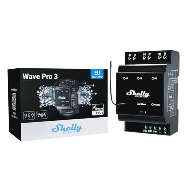 Shelly qubino wave pro 3 switch (sort, z-wave s800)