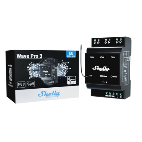 Shelly qubino wave pro 3 switch (sort, z-wave s800)