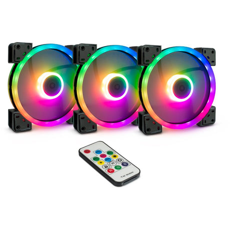 Inter-tech argus rgb blæsersæt rs-14 kabinet blæsere (sort, 3 stykker, 140 x 140 x 25 mm, pwm)