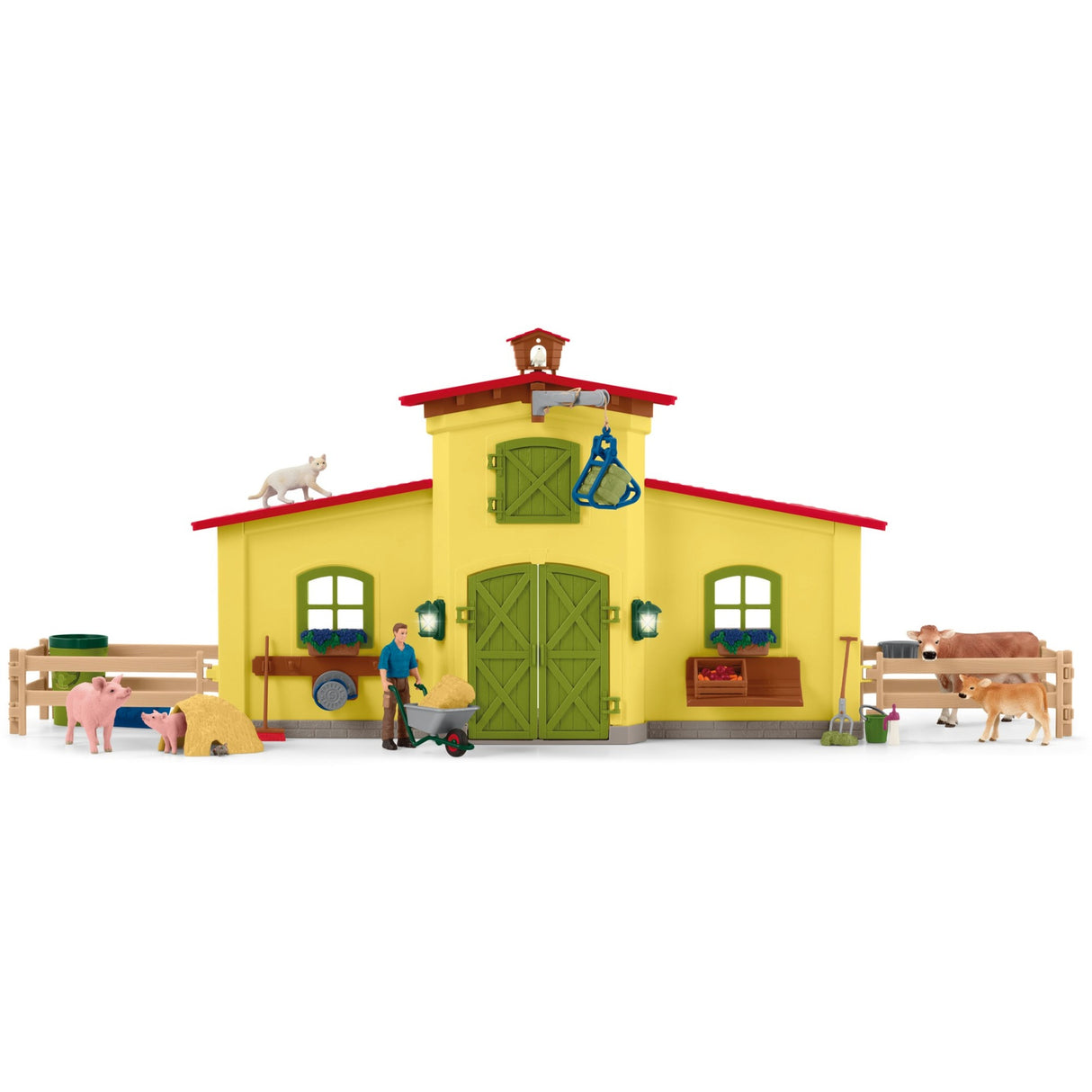 Schleich gårdverden - stor stald, gul spillefigur