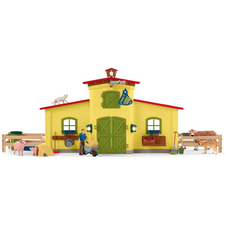 Schleich gårdverden - stor stald, gul spillefigur