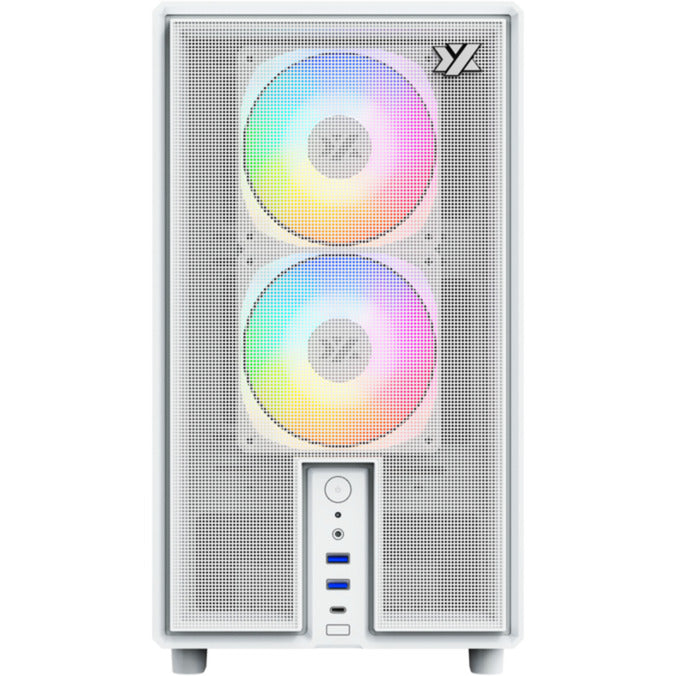 Xyz pc gear atom midi tårnhus (hvid | 2x USB-A | 1x USB-C | hærdet glas)