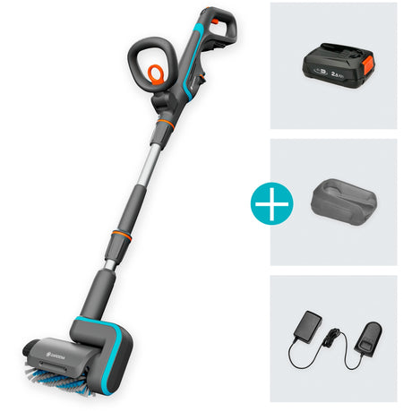 Gardena batteridrevet multi-cleaner aquabrush patio 18v p4a - klar til brug sæt