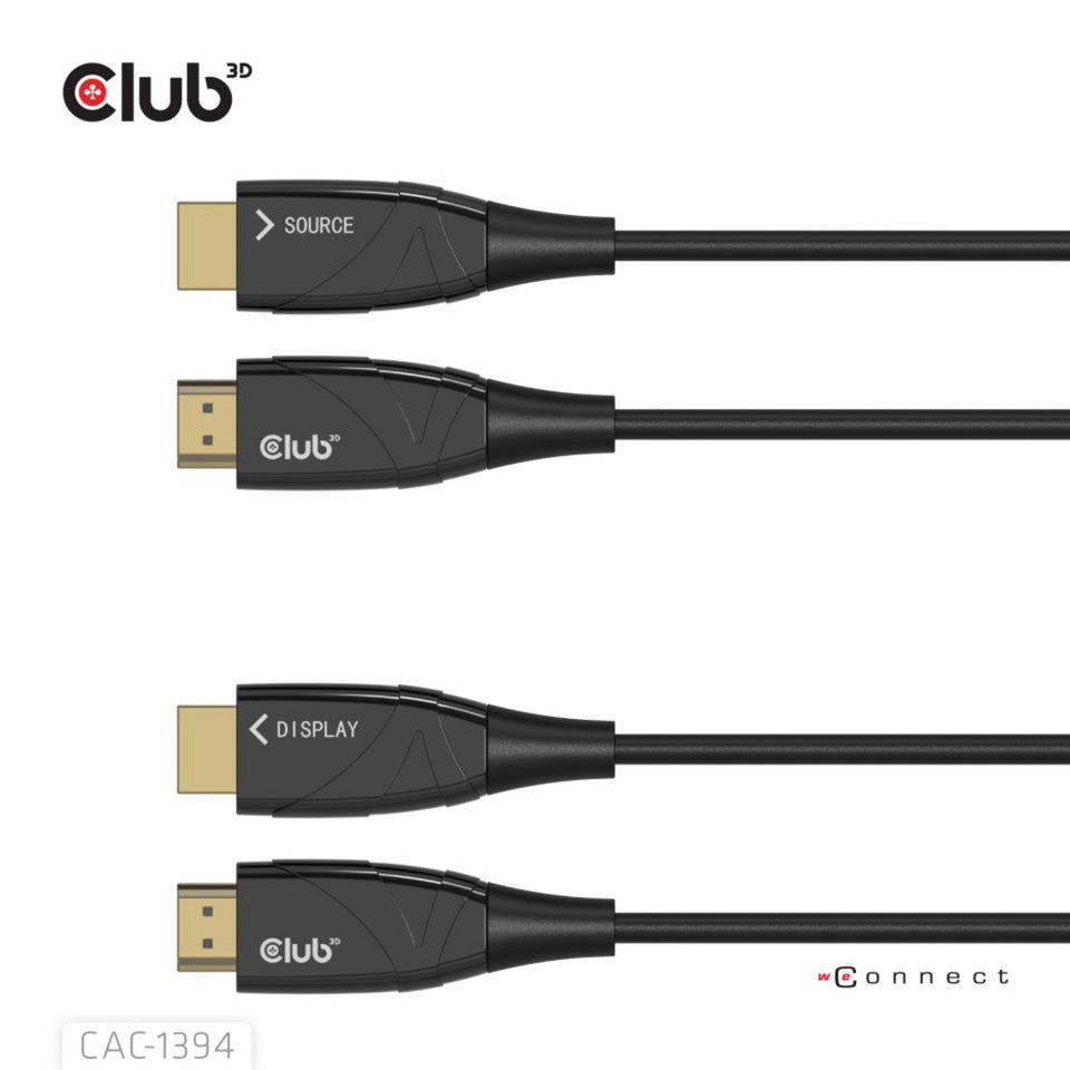 Club 3d hdmi hybrid aoc kabel 8k60hz 4k120hz, 100 m kabel (sort)
