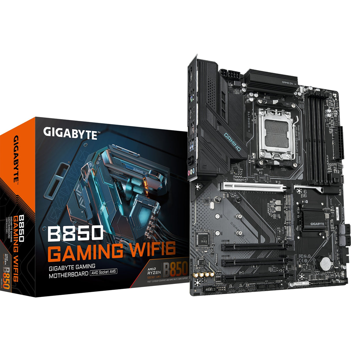 Gigabyte B850 Gaming WiFi6 Socket AM5 Bundkort (sort, RAID, GB-LAN, WiFi 6, BT, lyd, ATX)
