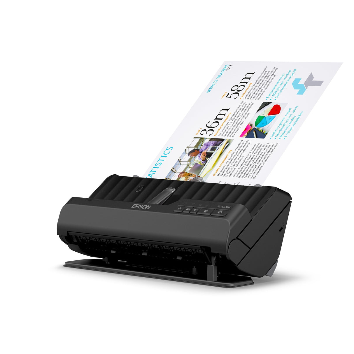Epson es-c320w kompakt a4 dokumentscanner med wi-fi-forbindelse og u-sti (sort, a4, a5, a6, b5)