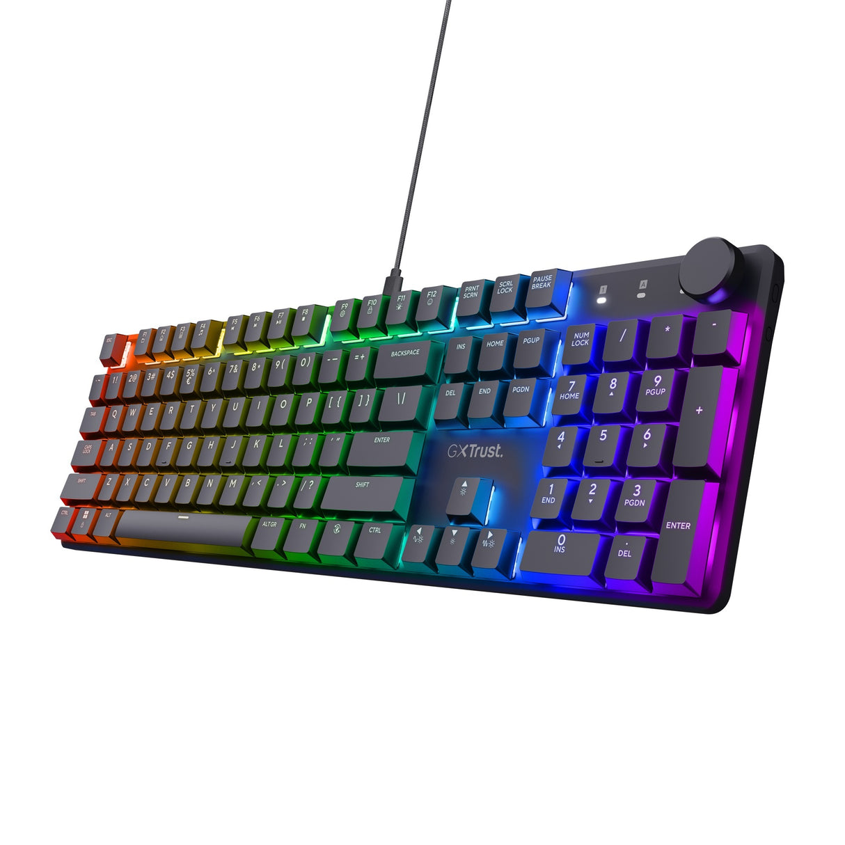 Trust GXT 866 Torix mekanisk gaming-tastatur (sort, amerikansk layout (QWERTY), Huano Red, 100 %, RGB)