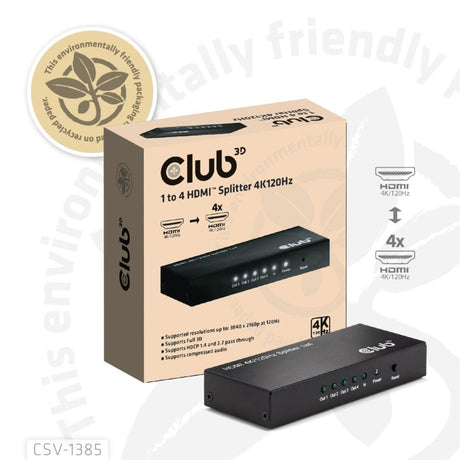 Club 3D HDMI splitter 1x > 4x HDMI 4K 120Hz (sort)