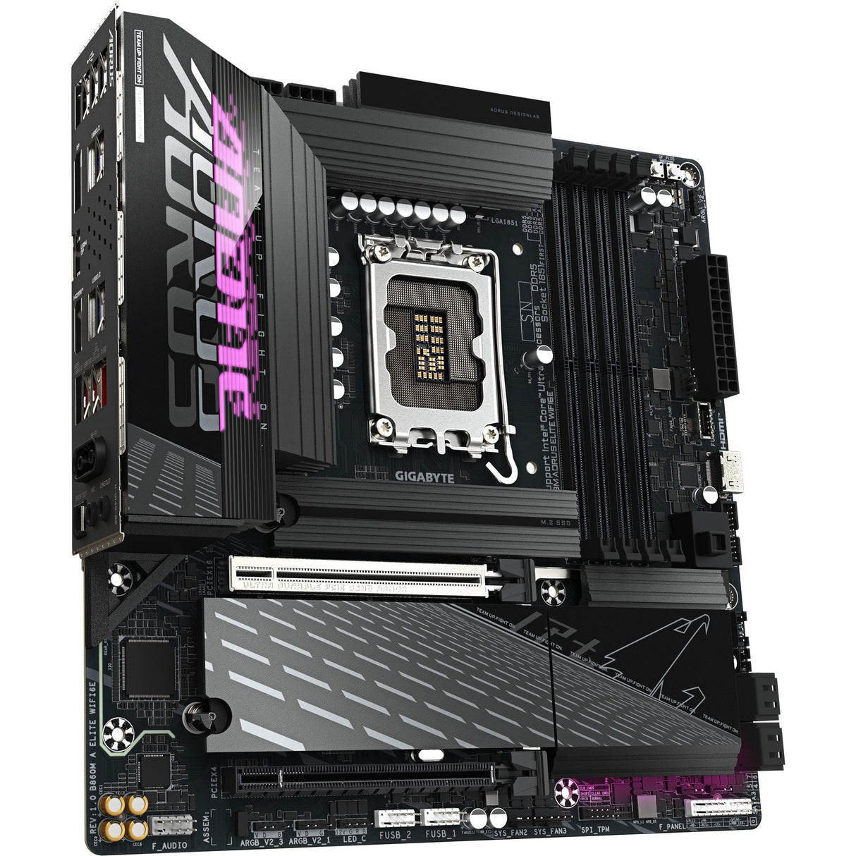 Gigabyte B860M AORUS Elite WiFi 6E Socket 1851 bundkort (sort, RAID, 2,5 GB LAN, WiFi 6E, BT, lyd, µATX)