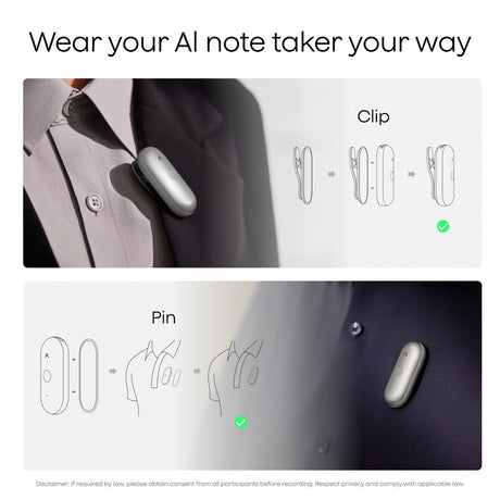 Plaud notepins dikteringsmaskine (sort, 64 GB, Bluetooth 5.2 BLE (Bluetooth low energy) Wi-Fi)