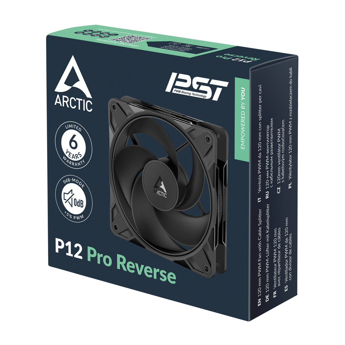 Arctic p12 pro reverse case ventilator (sort, 120 x 120 x 27 mm, pwm)