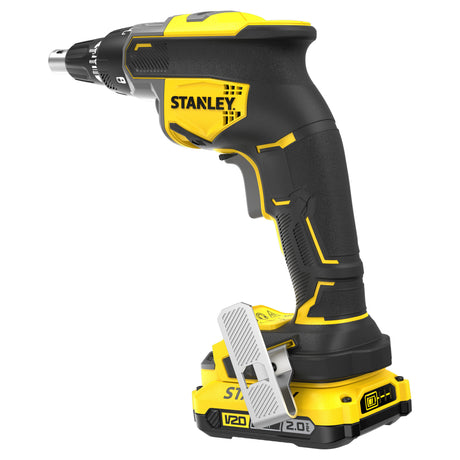 Stanley brushless 18v v20 gipsplaatschroevendraaier set schroeftol (zwart geel, accu en oplader inbegrepen)