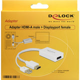 Delock HDMI-A (han) > Displayport 1.2 (hun) adapter (hvid, 0,245 meter)