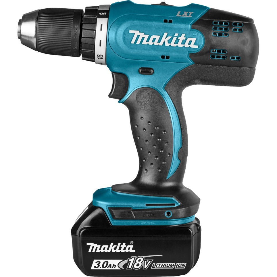 Makita 18 v bore-/skruetrækker ddf453sfe skruetrækker (blå sort, etui, oplader og 2 batterier inkluderet)