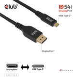 Club 3D USB-C til DisplayPort 2.1 DP54 tovejskabel, 8K120Hz 2m (sort)