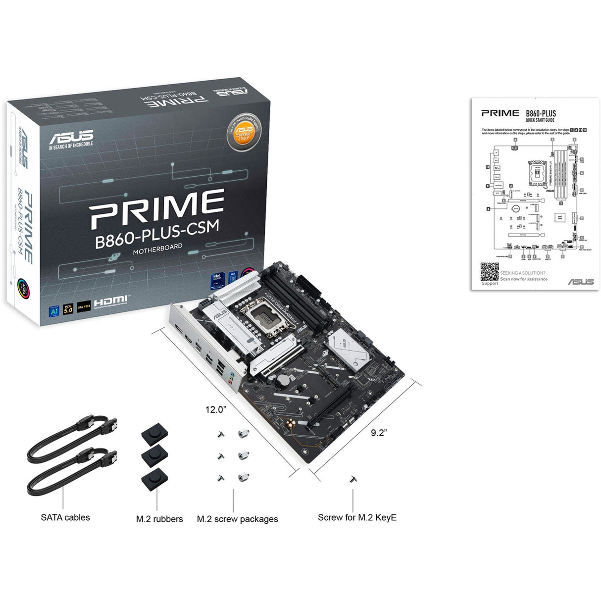 Asus Prime B860-Plus-CSM Socket 1851 bundkort (RAID, 2,5 GB-LAN, lyd, ATX)