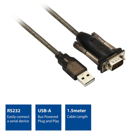 Aktiv tilslutning USB til seriel konverter (grundlæggende version) adapter (sort)