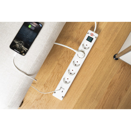 Brennerstuhl Bremounta strømskinne med 2 USB C ladestik | 5-fold | hvid | 3m h05vv-f 3g1.5 - 1150660425