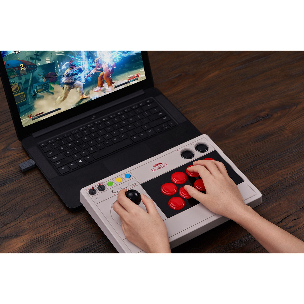 8bitdo arcade stick gamepad (grå)