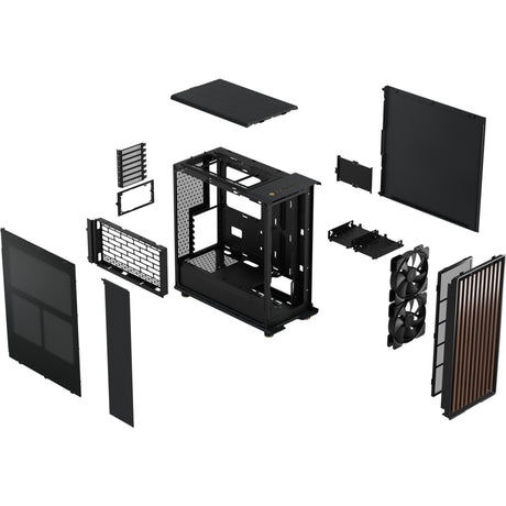 Fractal design nord midi tårnhus (sort træ farve | 2x USB-A | 1x USB-C)