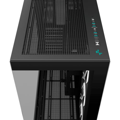 Deepcool CH780 Midi Tower-hus (sort | 4x USB-A | 1x USB-C | RGB | hærdet glas)