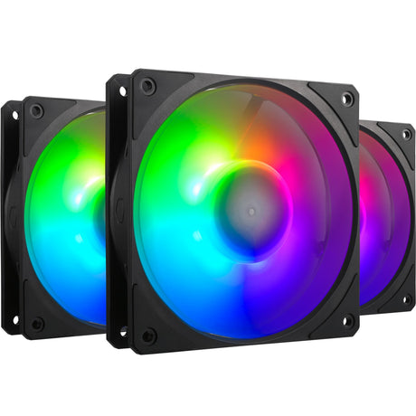 Cooler master mobius 120p argb 120x120x25 kabinet blæsere (sort, 3 stk, 120 x 120 x 25 mm, pwm)