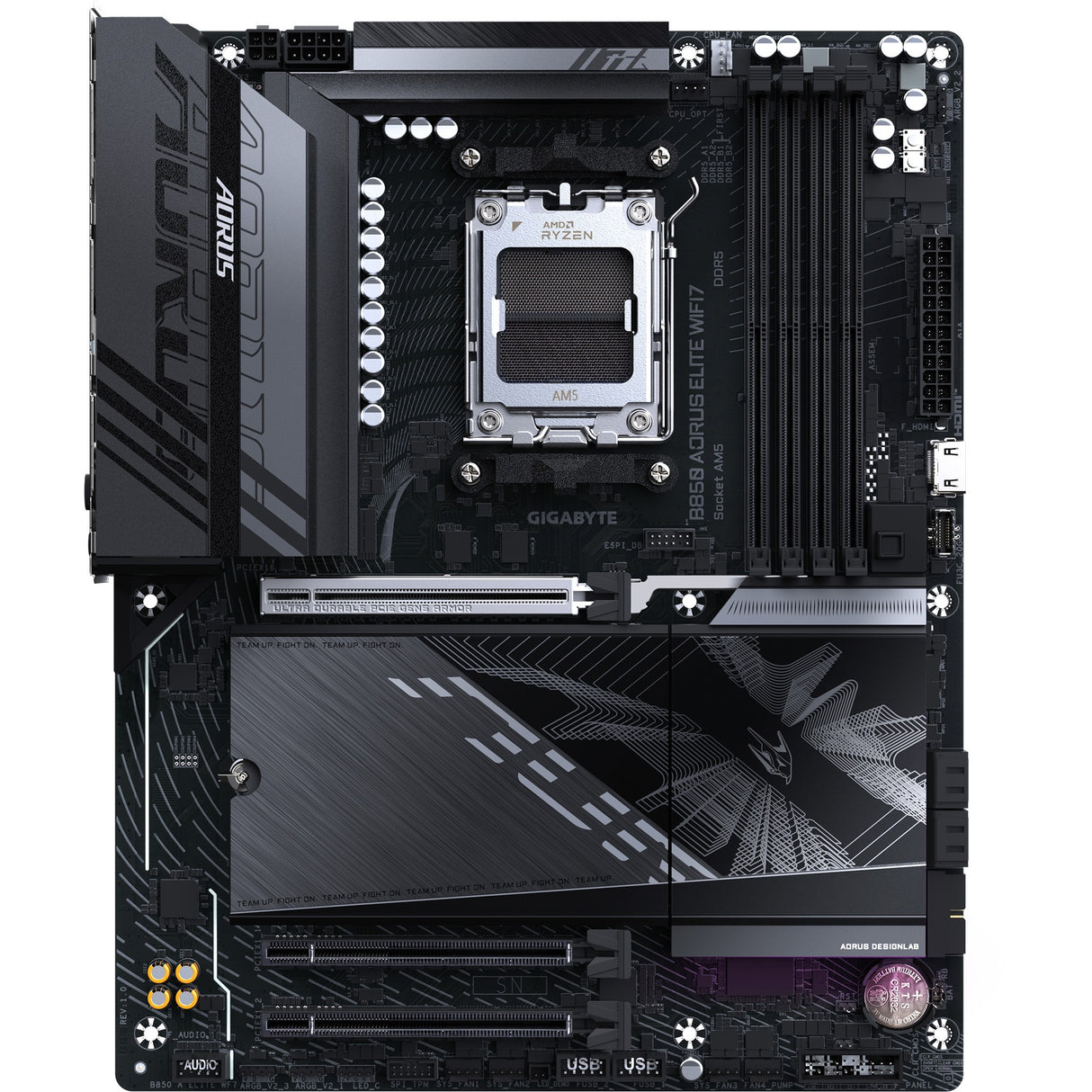 Gigabyte B850 Aorus Elite WiFi7 Socket AM5 bundkort (sort, RAID, 2,5 GB-LAN, WiFi 7, BT, lyd, ATX)