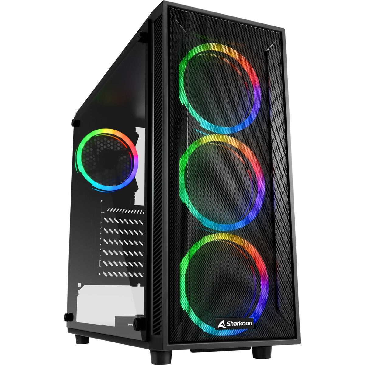 Sharkoon TG4M RGB MIDI Tower-hus (sort | 2x USB-A | RGB | hærdet glas)