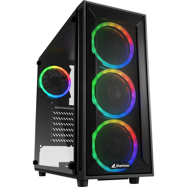 Sharkoon TG4M RGB MIDI Tower-hus (sort | 2x USB-A | RGB | hærdet glas)