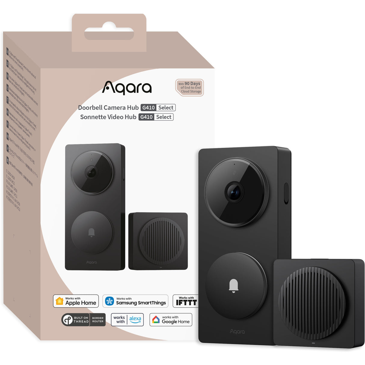 Aqara smart videodørklokke g410 select (sort, wifi, bluetooth, zigbee, matter)