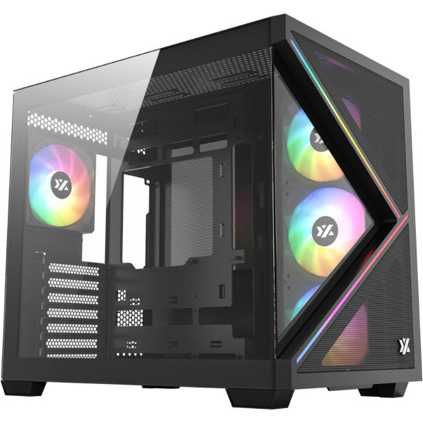Xyz PC Gear Qubex Midi Tower-hus (sort | 2x USB-A | 1x USB-C | Hærdet glas)