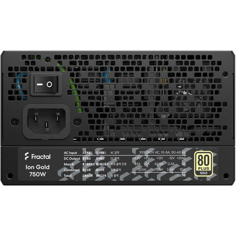 Fractal design ion gold 3 modulaire 750 watt voeding (zwart, 1x 12v-2x6, 3x pcie)