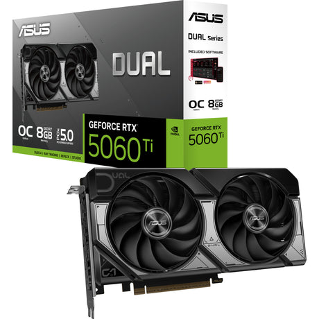 Asus Dual GeForce RTX 5060 Ti OC 8G grafikkort (sort, 3x Display Port, 1x HDMI)
