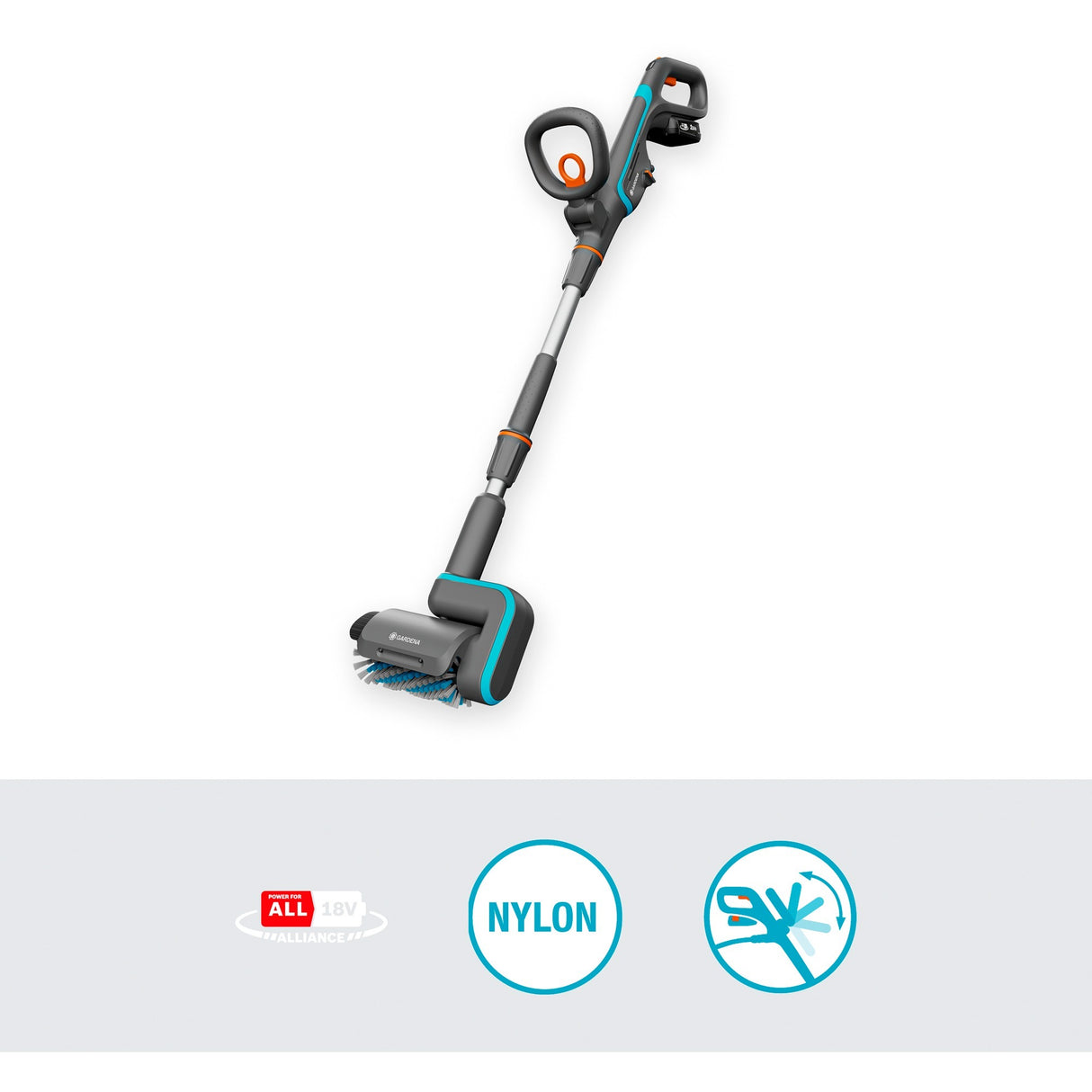 Gardena batteridrevet multi-cleaner aquabrush patio 18v p4a - klar til brug sæt