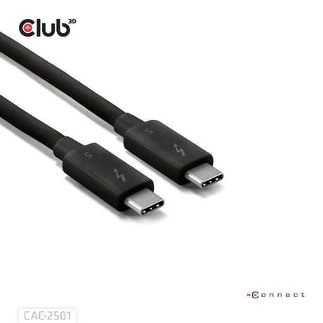 Club 3d thunderbolt 5 certificeret 8k240hz kabel (sort, data 80 120 gbps, epr 240 watt, 1 meter)