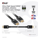 Club 3D ultra højhastigheds HDMI 2.1 certificeret kabel han-han (sort, 3 meter, 4K 120Hz, 8K 60Hz, 48Gbps)