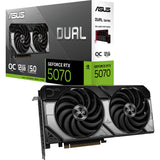 Asus Dual GeForce RTX 5070 OC grafikkort (DLSS 4, 3x Display Port, 1x HDMI 2.1)